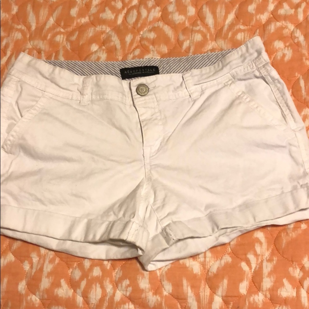 White cuffed shorts